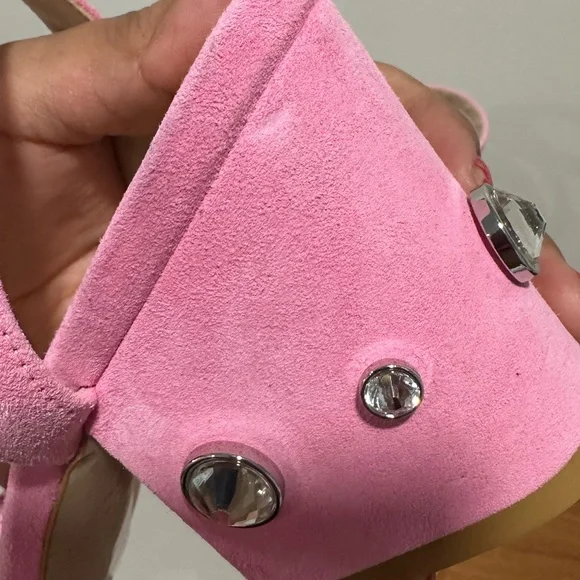 🌹STUART WEITZMAN 🌹 Allshine 75 Crystal-Embellished Suede Sandals Size: 6B - Picture 7 of 10